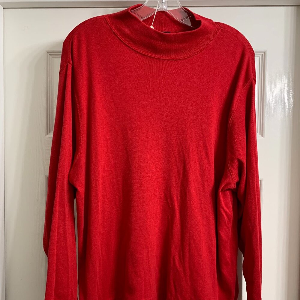 Jacque and KoKo Women's Red Mock Turtleneck Shirt, Size 18/20